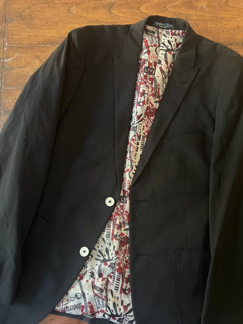 Paisley & Gray Men's Slim Fit Black Sport Coat Blazer 38R